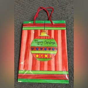 Renaissance Merry Christmas Ornament Red Green Gift Bag 8.5” x 11.5” x 4”